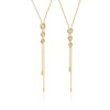 Women's Stainless Steel Adjustable Pullthrough Long Necklace With Geometric Pendant And Pvd Gold Plating