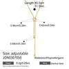 Women's Stainless Steel Adjustable Pullthrough Long Necklace With Geometric Pendant And Pvd Gold Plating