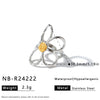 Women's Stainless Steel Adjustable Ring With Gold Silver Color Block Hollow Flower Geometric Design And 18K Vacuum Plated Finish