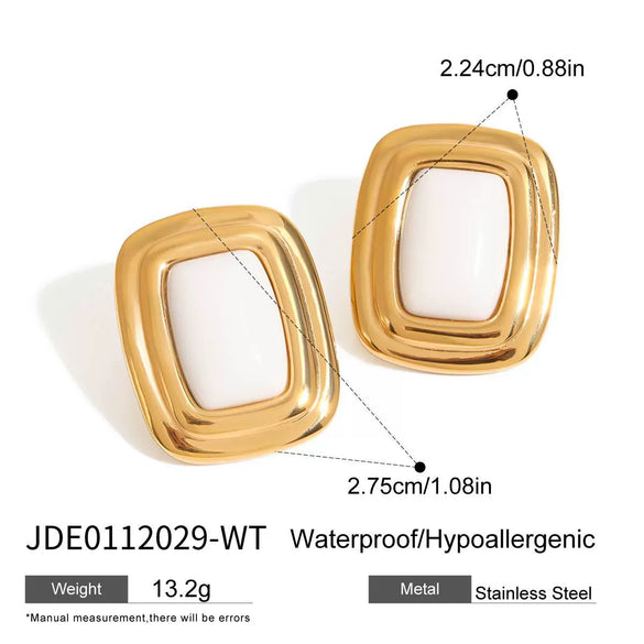 Women's Stainless Steel Agate Geometric Earrings With Electroplating