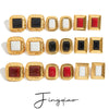 Women's Stainless Steel Agate Geometric Earrings With Electroplating