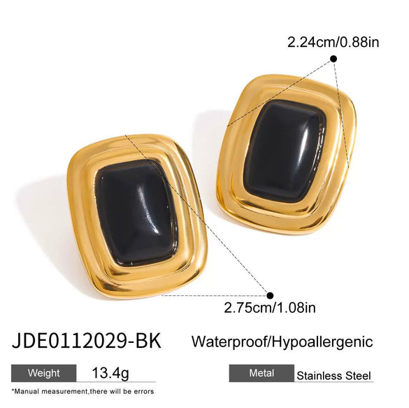 Women's Stainless Steel Agate Geometric Earrings With Electroplating
