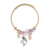 Women's Stainless Steel Alloy Gold Bracelet With Geometric Style Animal Zodiac Pattern And Diamond Design