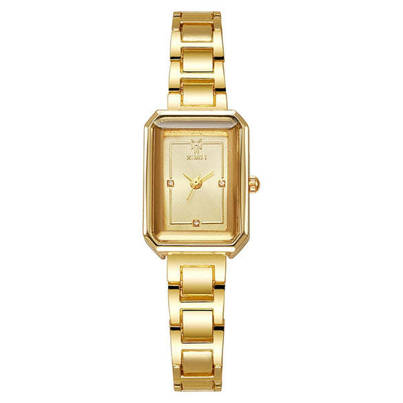 Women's Stainless Steel Alloy Quartz Square Waterproof Wristwatch For Students Leisure Style