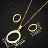 Women's Stainless Steel Alphabet Letter Pendant Necklace And Earring Set With Electroplated Finish And Simple Ochain Design