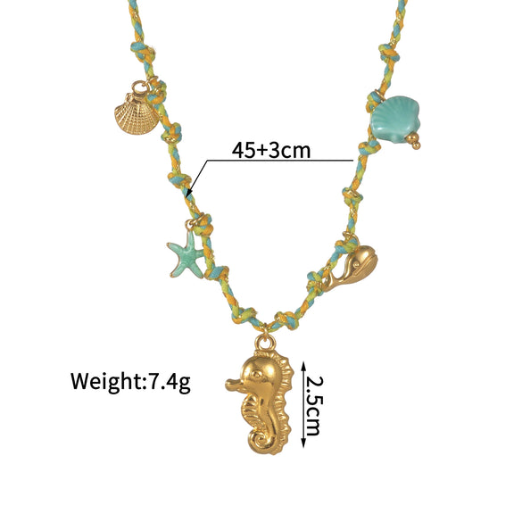 Women's Stainless Steel And Ceramic Tropical Fish Animal Zodiac Electroplated Necklace