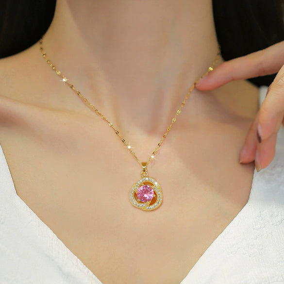Women's Stainless Steel And Copper Geometric Electroplated Necklace