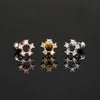 Women's Stainless Steel And Copper Geometric Flower Star Moon Twist Ball Piercing Earrings With Electroplating Treatment