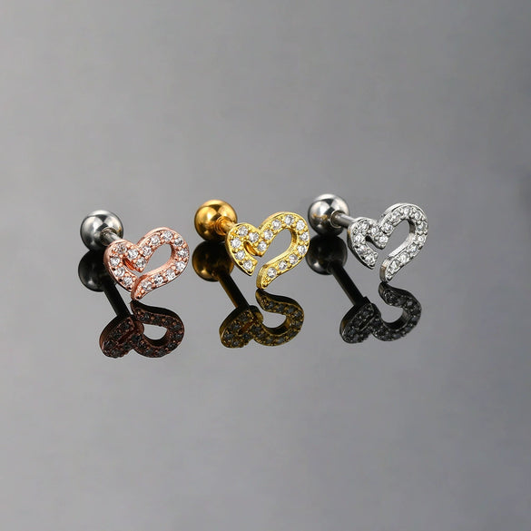 Women's Stainless Steel And Copper Geometric Flower Star Moon Twist Ball Piercing Earrings With Electroplating Treatment