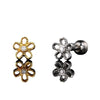 Women's Stainless Steel And Copper Geometric Flower Star Moon Twist Ball Piercing Earrings With Electroplating Treatment