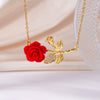 Women's Stainless Steel And Copper Light Luxury Necklace With Flower Pattern And Mixed Gemstone Setting Electroplated