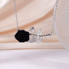 Women's Stainless Steel And Copper Light Luxury Necklace With Flower Pattern And Mixed Gemstone Setting Electroplated