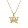 Women's Stainless Steel And Copper Necklace With Geometric Pattern And Electroplating Colorful Butterfly Design