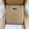Women's Stainless Steel And Copper Necklace With Geometric Pattern And Electroplating Colorful Butterfly Design