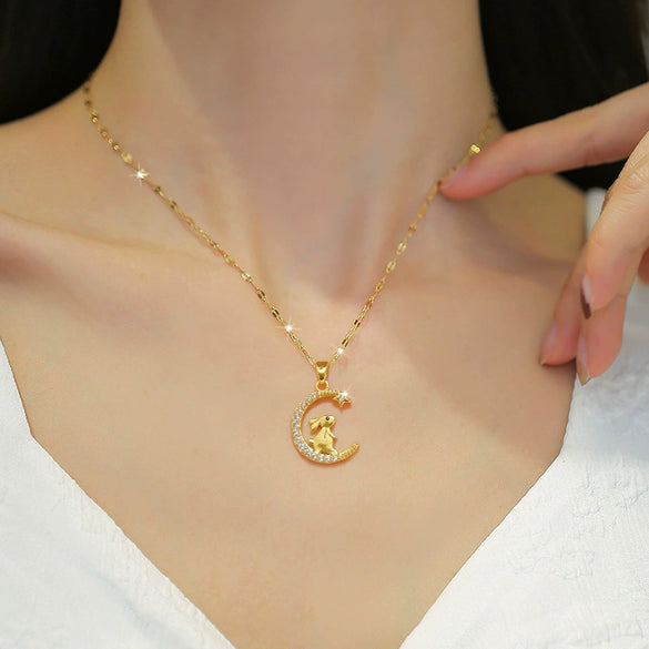 Women's Stainless Steel And Copper Necklace With Geometric Pattern And Electroplating Treatment