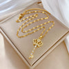 Women's Stainless Steel And Copper Necklace With Geometric Pattern And Electroplating Treatment
