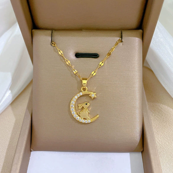 Women's Stainless Steel And Copper Necklace With Geometric Pattern And Electroplating Treatment