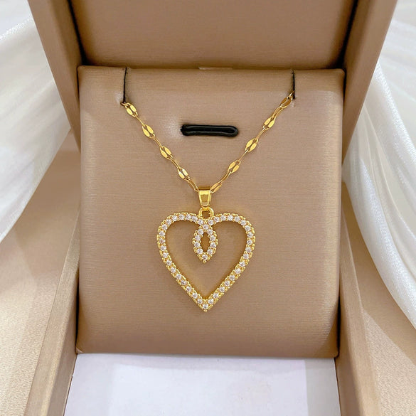 Women's Stainless Steel And Copper Necklace With Geometric Pattern And Electroplating Treatment