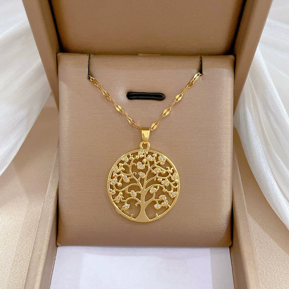 Women's Stainless Steel And Copper Necklace With Geometric Pattern And Electroplating Treatment