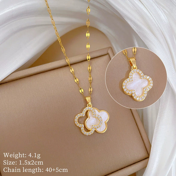 Women's Stainless Steel And Copper Necklace With Geometric Pattern And Electroplating Treatment