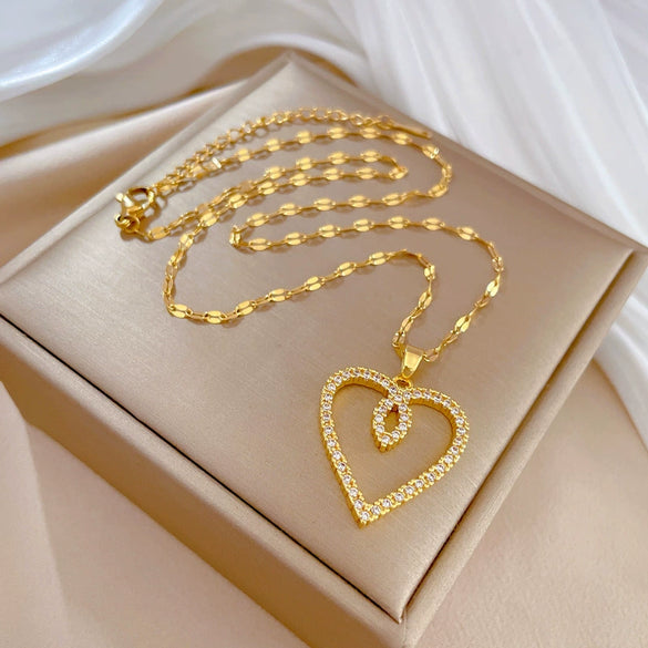 Women's Stainless Steel And Copper Necklace With Geometric Pattern And Electroplating Treatment