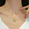 Women's Stainless Steel And Copper Necklace With Geometric Pattern And Electroplating Treatment