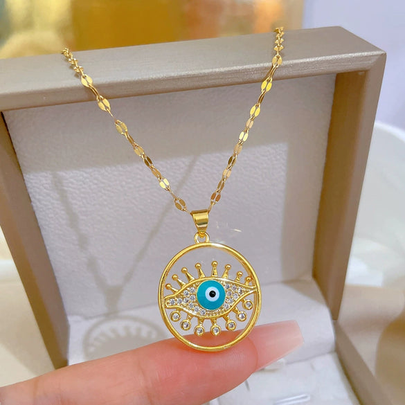 Women's Stainless Steel And Copper Necklace With Geometric Pattern And Electroplating Treatment