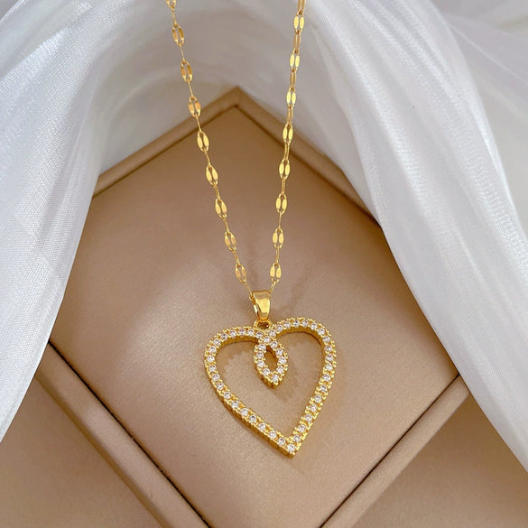 Women's Stainless Steel And Copper Necklace With Geometric Pattern And Electroplating Treatment