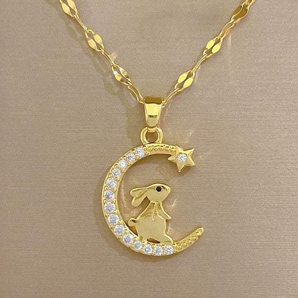 Women's Stainless Steel And Copper Necklace With Geometric Pattern And Electroplating Treatment