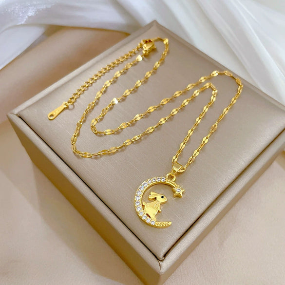 Women's Stainless Steel And Copper Necklace With Geometric Pattern And Electroplating Treatment