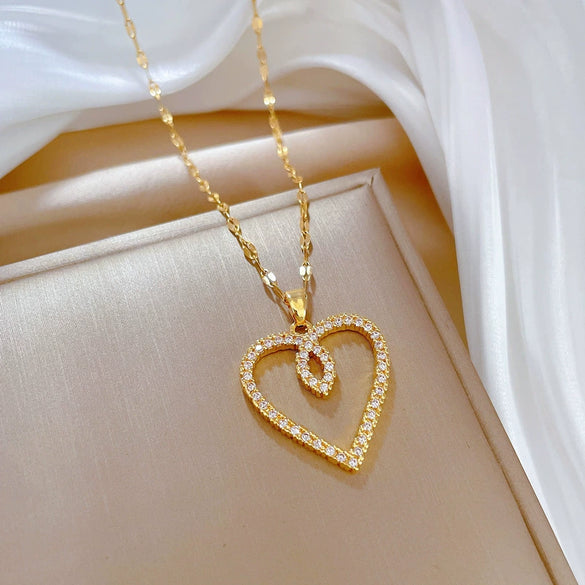 Women's Stainless Steel And Copper Necklace With Geometric Pattern And Electroplating Treatment
