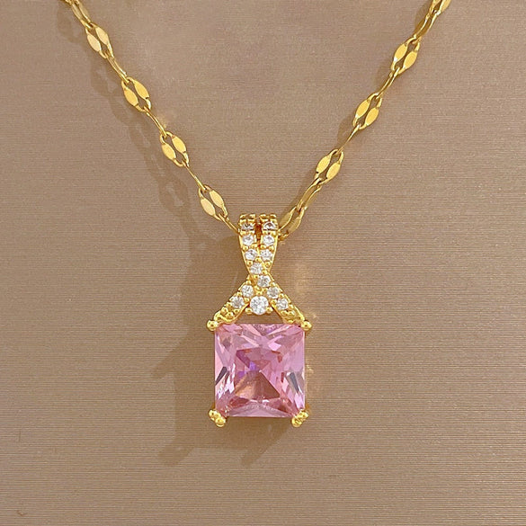 Women's Stainless Steel And Copper Necklace With Geometric Pattern And Electroplating Treatment