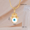Women's Stainless Steel And Copper Necklace With Palm Pattern And Angel Devil's Eye Design Electroplated O Word Chain Titanium Steel Pendant