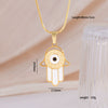 Women's Stainless Steel And Copper Necklace With Palm Pattern And Angel Devil's Eye Design Electroplated O Word Chain Titanium Steel Pendant