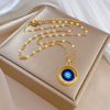Women's Stainless Steel And Copper Ring Eyes Geometric Electroplated Necklace