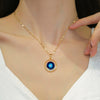 Women's Stainless Steel And Copper Ring Eyes Geometric Electroplated Necklace