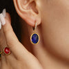 Women's Stainless Steel And Glass Geometric Patterned Edged Stone Pendant Earrings With Electroplating