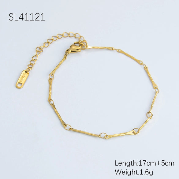 Women's Stainless Steel And 18K Electroplated Wave Pattern Jewelry Bracelet