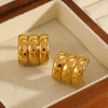 Women's Stainless Steel And 18K Gold Cshaped Geometric Electroplated Earrings
