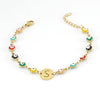 Women's Stainless Steel And 18K Gold Plated Letter Evil Eye Dripping Oil Bracelet