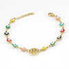 Women's Stainless Steel And 18K Gold Plated Letter Evil Eye Dripping Oil Bracelet