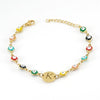 Women's Stainless Steel And 18K Gold Plated Letter Evil Eye Dripping Oil Bracelet