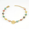Women's Stainless Steel And 18K Gold Plated Letter Evil Eye Dripping Oil Bracelet