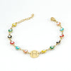 Women's Stainless Steel And 18K Gold Plated Letter Evil Eye Dripping Oil Bracelet