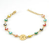 Women's Stainless Steel And 18K Gold Plated Letter Evil Eye Dripping Oil Bracelet