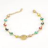 Women's Stainless Steel And 18K Gold Plated Letter Evil Eye Dripping Oil Bracelet