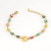 Women's Stainless Steel And 18K Gold Plated Letter Evil Eye Dripping Oil Bracelet