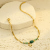 Women's Stainless Steel And Lapis Lazuli Fourleaf Clover Pendant Bracelet Jewelry With Electroplating Light Luxury Highend Style
