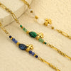Women's Stainless Steel And Lapis Lazuli Fourleaf Clover Pendant Bracelet Jewelry With Electroplating Light Luxury Highend Style