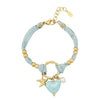 Women's Stainless Steel And Liuli Jewelry With Flower And Geometric Pattern Electroplated Woven Rope Gradient Star Bracelet And Necklace